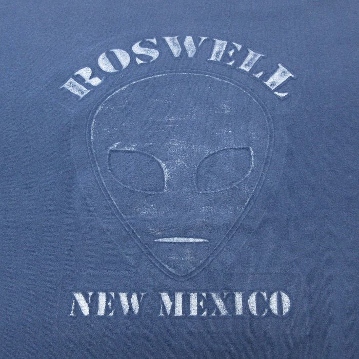 XL/古着 半袖 ビンテージ Tシャツ メンズ 00s ROSWELL ニューメキシコ エイリアン 大きいサイズ コットン クルーネック 紺 ネイビー sp_画像2