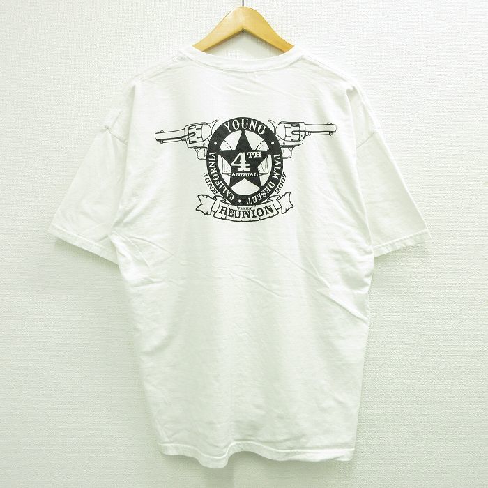 XL/古着 半袖 ビンテージ Tシャツ メンズ 00s 銃 FAMILY REUNION カリフォルニア 大きいサイズ コットン クルーネック 白 ホワイト 23j_画像1