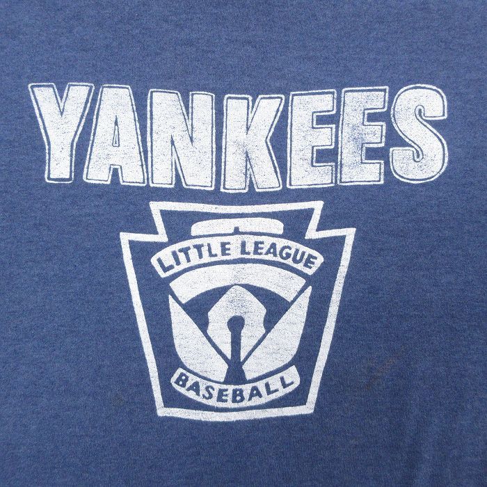 XS/古着 半袖 ビンテージ Tシャツ メンズ 00s ヤンキース リトルリーグ 野球 クルーネック 紺 ネイビー 霜降り 23aug28 中古_画像2