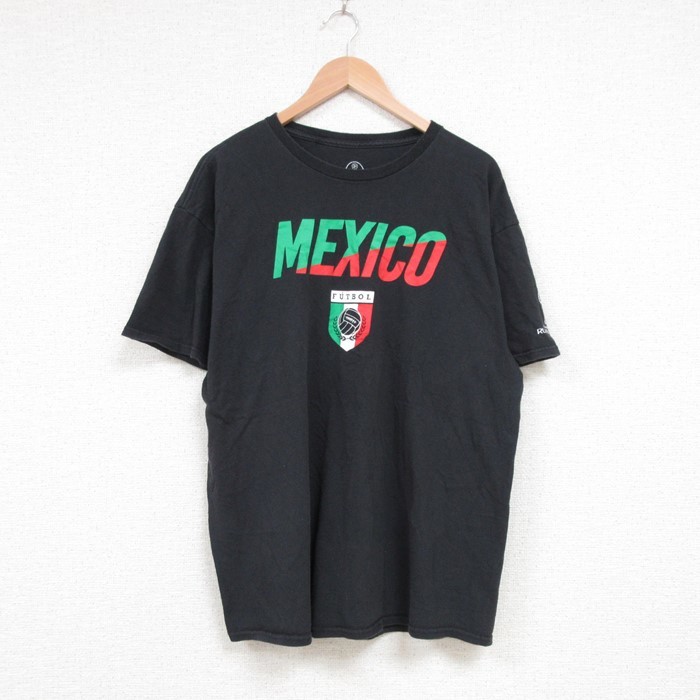 L/古着 半袖 Tシャツ メンズ メキシコ ロシア FIFAワールドカップ クルーネック 黒 ブラック 23jul29 中古_画像1