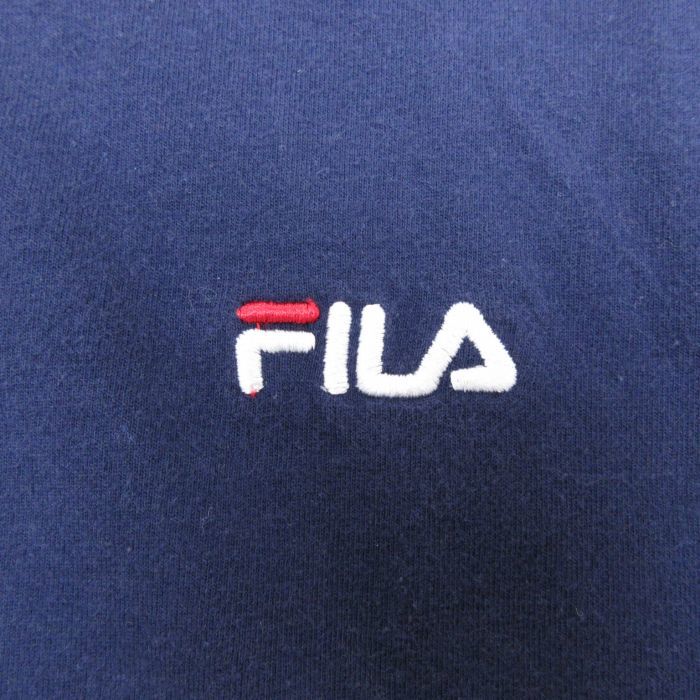 XL/古着 フィラ FILA 半袖 ブランド Tシャツ メンズ ワンポイントロゴ 大きいサイズ コットン Vネック 紺 ネイビー 23aug19 中古_画像3