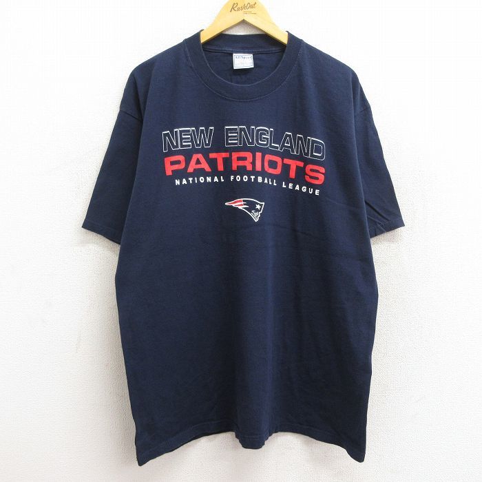 XL/古着 半袖 ビンテージ Tシャツ メンズ 00s NFL ニューイングランドペイトリオッツ コットン クルーネック 紺 ネイビー アメフト ス_画像1
