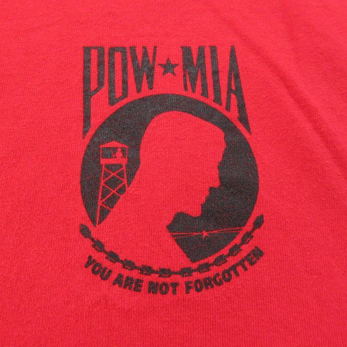 XL/古着 半袖 ビンテージ Tシャツ メンズ 00s POWMIA BEHIND 兵士 大きいサイズ コットン クルーネック 赤 レッド 23may08 中古_画像3