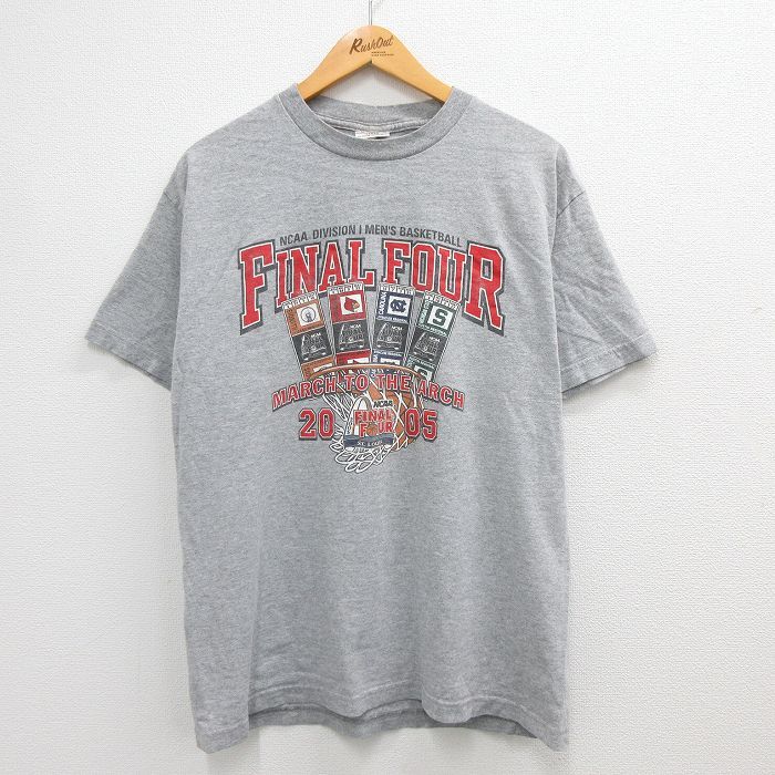 L/古着 半袖 ビンテージ Tシャツ メンズ 00s NCAA FINAL FOUR バスケットボール クルーネック グレー 霜降り 23apr25 中古_画像1