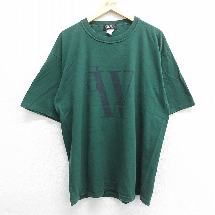 XL/古着 半袖 ビンテージ Tシャツ メンズ 90s John Weitz コットン クルーネック 濃緑 グリーン 23may01 中古_画像1