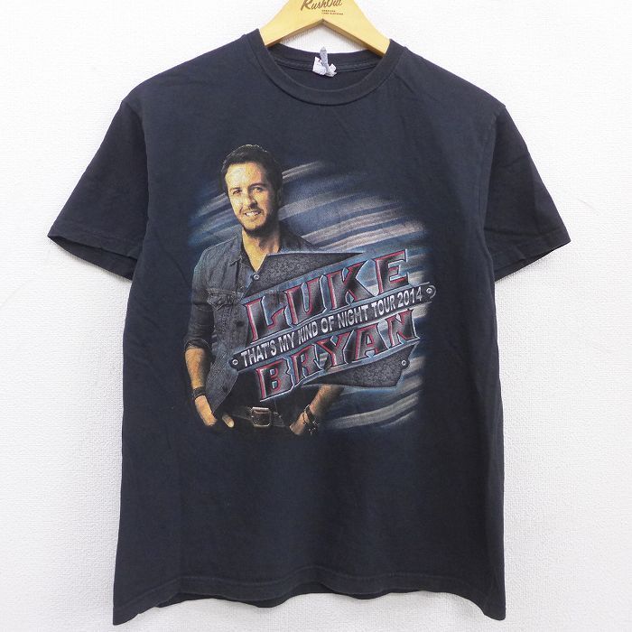 M/古着 半袖 ロック バンド Tシャツ メンズ ルークブライアン コットン クルーネック 黒 ブラック 22mar18 中古_画像1