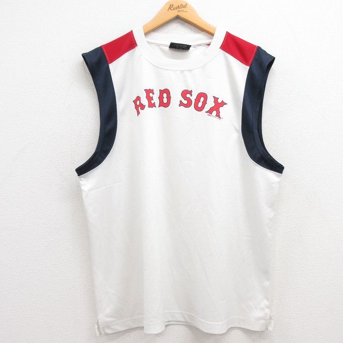 XL/古着 ビンテージ ノースリーブ Tシャツ メンズ 00s MLB ボストンレッドソックス 大きいサイズ マルチカラー クルーネック 白他 ホワ_画像1
