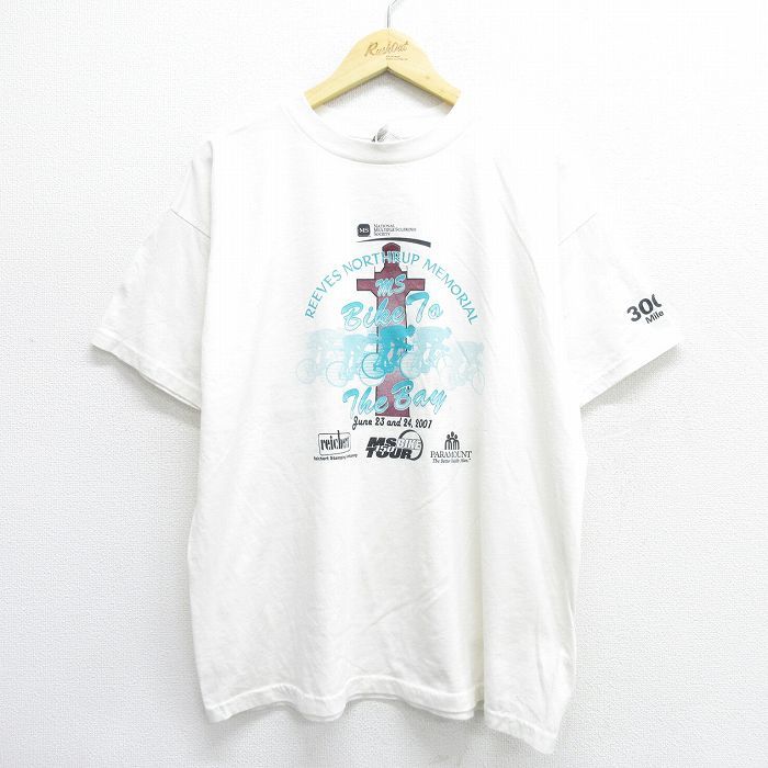 XL/古着 半袖 ビンテージ Tシャツ メンズ 00s 自転車 企業広告 白 ホワイト 23may23 中古_画像1