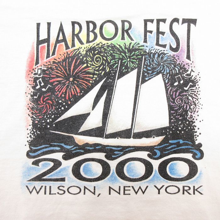 XL/古着 リー Lee 半袖 ビンテージ Tシャツ メンズ 00s HARBOR FEST ヨット ニューヨーク コットン クルーネック 白系 ホワイト 23mar2_画像3