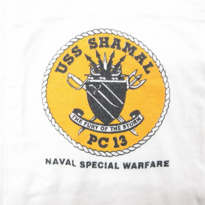 XL/古着 半袖 ビンテージ Tシャツ メンズ 00s ミリタリー 船 USSシャマル 胸ポケット付き クルーネック 白 ホワイト 23jun08 中古_画像3