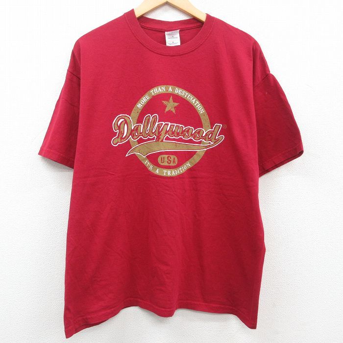 XL/古着 半袖 ビンテージ Tシャツ メンズ 00s Dollywood 大きいサイズ コットン クルーネック エンジ 23jun09 中古_画像1