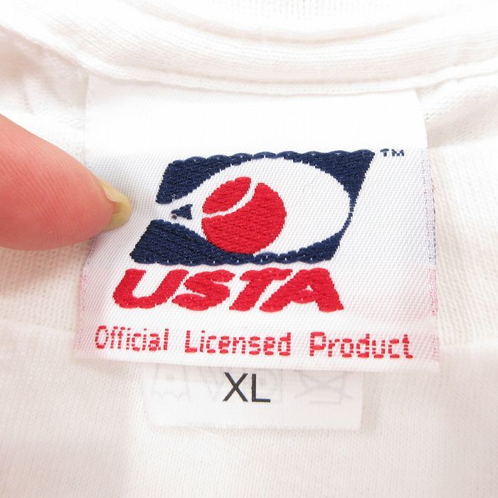XL/古着 半袖 ビンテージ Tシャツ メンズ 90s US OPEN テニス 大きいサイズ コットン クルーネック 白 ホワイト spe 23jun03 中古_画像3