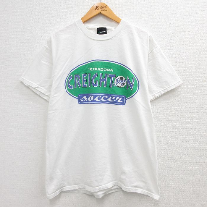 L/古着 半袖 ビンテージ Tシャツ メンズ 00s ディアドラ サッカー コットン クルーネック 白 ホワイト 23jun07 中古_画像1