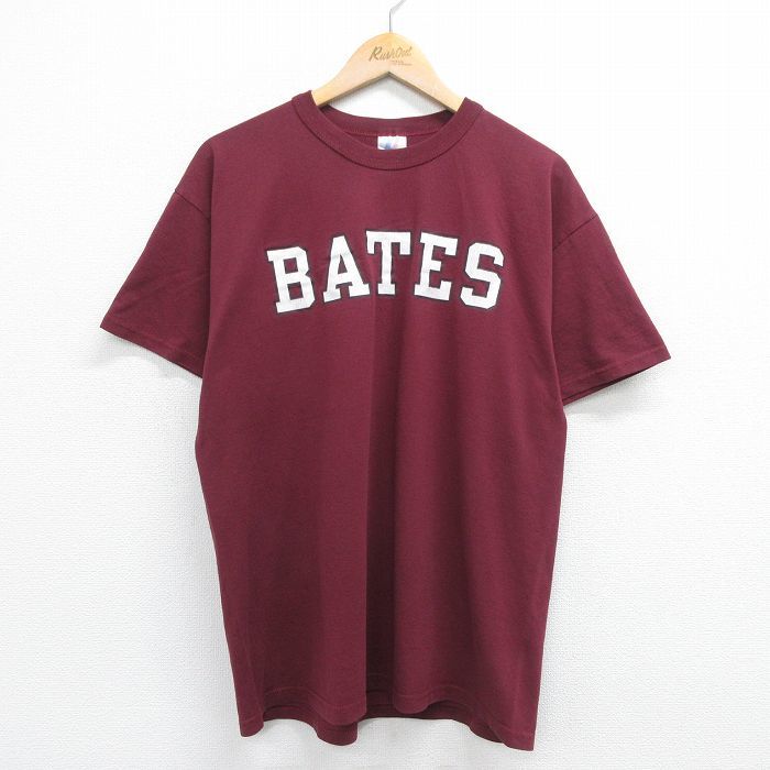 XL/古着 ラッセル 半袖 ビンテージ Tシャツ メンズ 00s BATES クルーネック エンジ 23jun03 中古_画像1