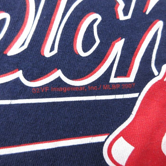 XL/古着 半袖 ビンテージ Tシャツ メンズ 00s MLB ボストンレッドソックス コットン クルーネック 紺 ネイビー メジャーリーグ ベース_画像3