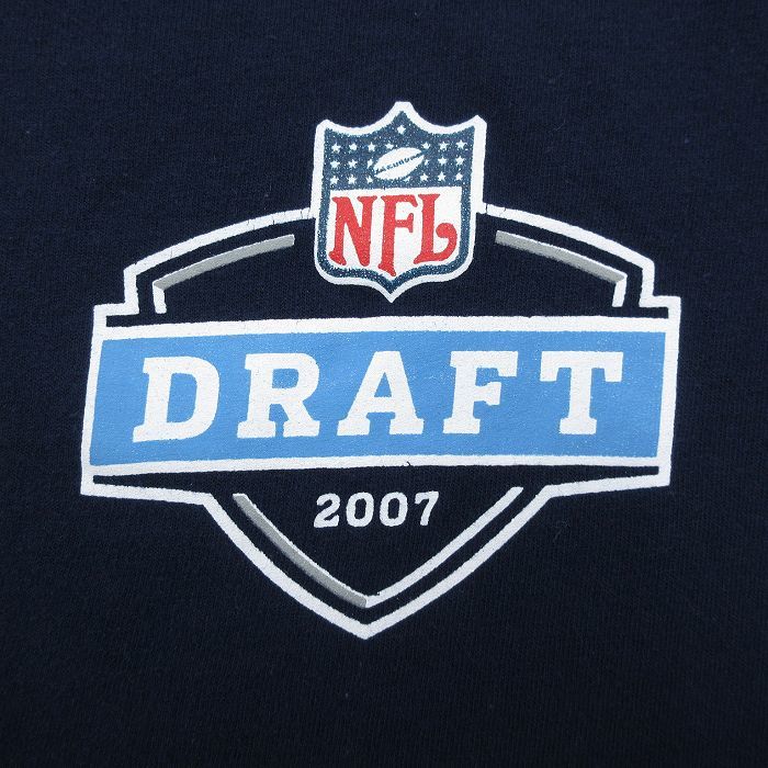 XL/古着 ラッセル 半袖 ビンテージ Tシャツ メンズ 00s NFL ドラフト 企業広告 大きいサイズ クルーネック 紺 ネイビー アメフト スー_画像3