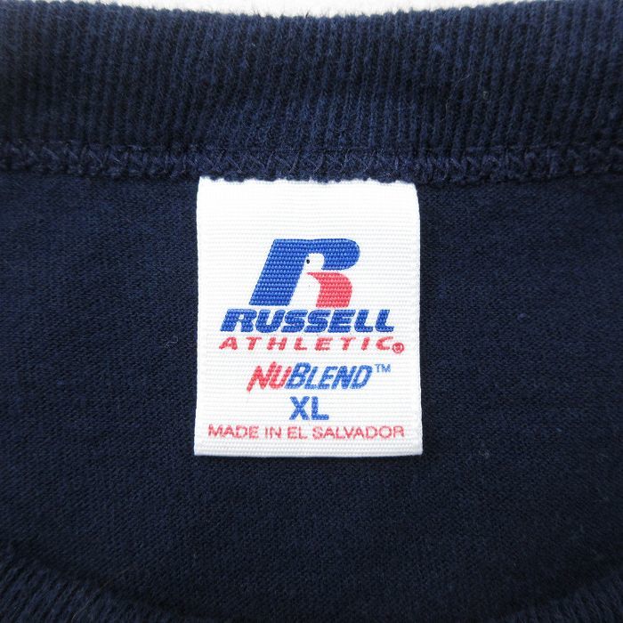 XL/古着 ラッセル 半袖 ビンテージ Tシャツ メンズ 00s NFL ドラフト 企業広告 大きいサイズ クルーネック 紺 ネイビー アメフト スー_画像5