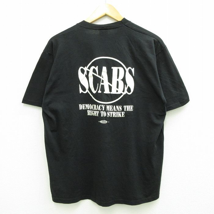 XL/古着 半袖 ビンテージ Tシャツ メンズ 80s LOCAL834 SCABS 胸ポケット付き クルーネック 黒 ブラック spe 23jul21 中古_画像1