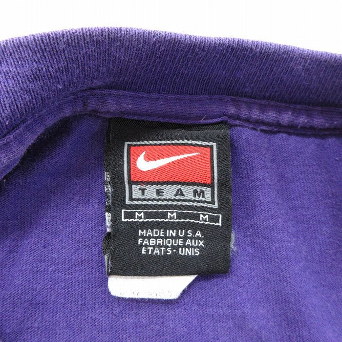 L/古着 ナイキ NIKE 半袖 ビンテージ Tシャツ メンズ 90s ワンポイントロゴ JUST DO IT LSU コットン クルーネック 紫 パープル 23jul2_画像5