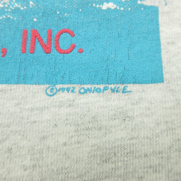 L/古着 半袖 ビンテージ Tシャツ メンズ 90s ノリチャッキー川 ホワイトウォーター ラフティング コットン クルーネック 薄グレー 霜降_画像6