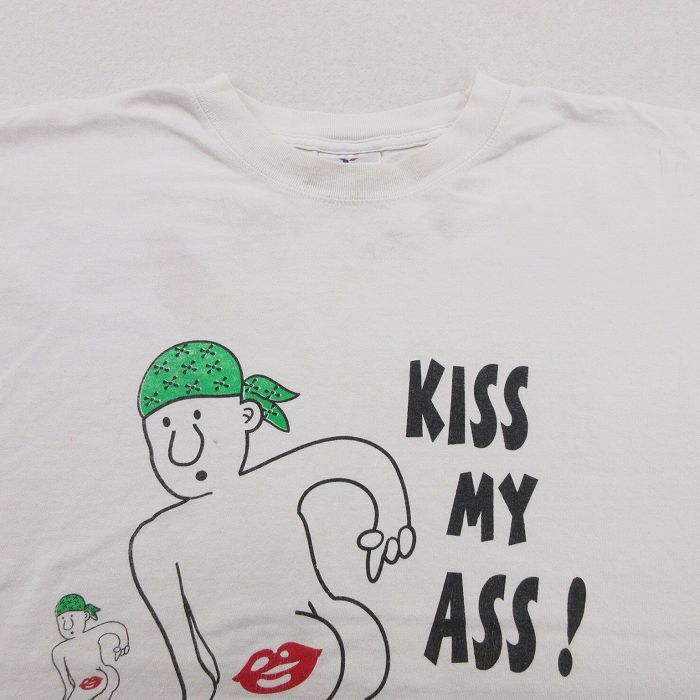 XL/古着 半袖 ビンテージ Tシャツ メンズ 00s KISS MY ASS コスタマヤ 大きいサイズ コットン クルーネック 白 ホワイト spe 23jul26_画像4