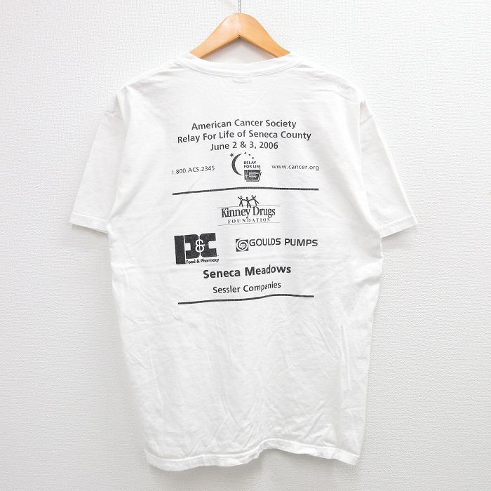 XL/古着 半袖 ビンテージ Tシャツ メンズ 00s 星 アメリカ癌協会 コットン クルーネック 白 ホワイト 23jul24 中古_画像2