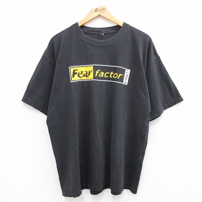 XL/古着 半袖 ビンテージ Tシャツ メンズ 00s テレビ番組 Fear factor クルーネック 黒 ブラック 23aug02 中古_画像2