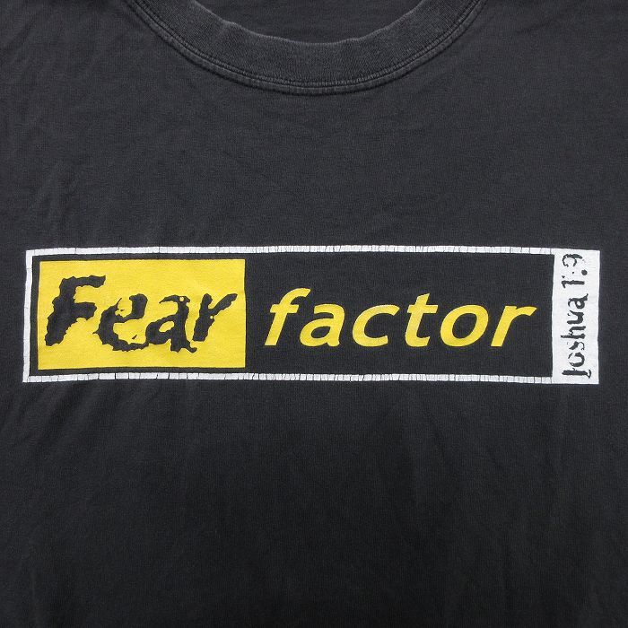 XL/古着 半袖 ビンテージ Tシャツ メンズ 00s テレビ番組 Fear factor クルーネック 黒 ブラック 23aug02 中古_画像3