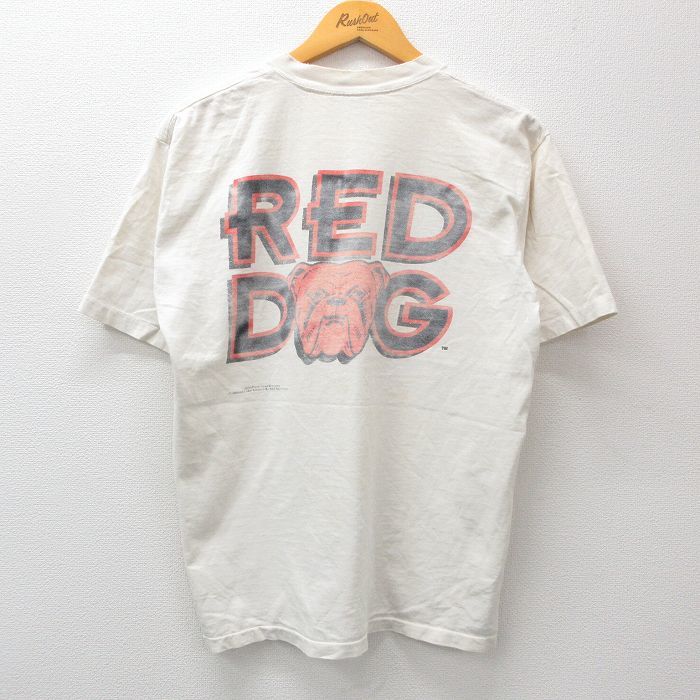 L/古着 半袖 ビンテージ Tシャツ メンズ 90s レッドドッグ 犬 コットン クルーネック 白 ホワイト 23aug31 中古_画像1