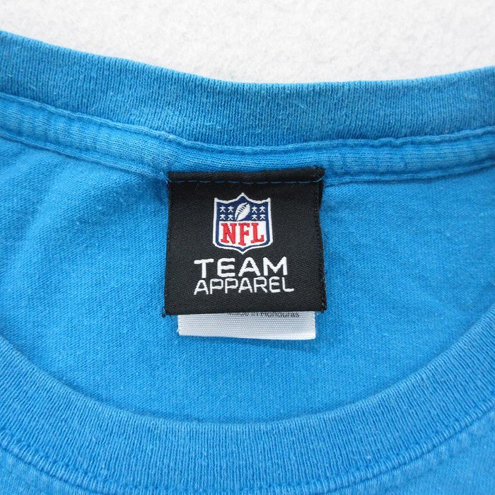 XL/古着 半袖 ビンテージ Tシャツ メンズ 00s NFL カロライナパンサーズ 大きいサイズ コットン クルーネック 水色 アメフト スーパー_画像3