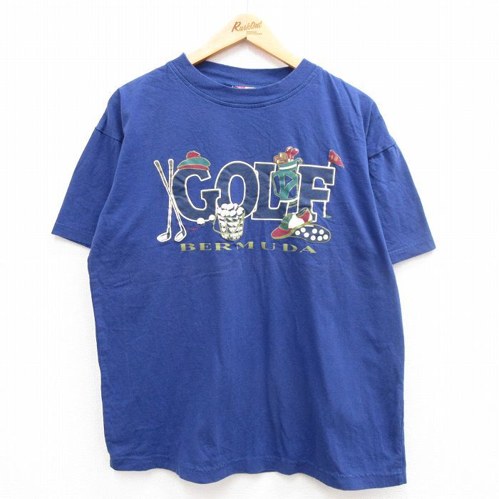 XL/古着 半袖 ビンテージ Tシャツ メンズ 00s ゴルフ バミューダ クルーネック 紺 ネイビー 24mar12 中古_画像1