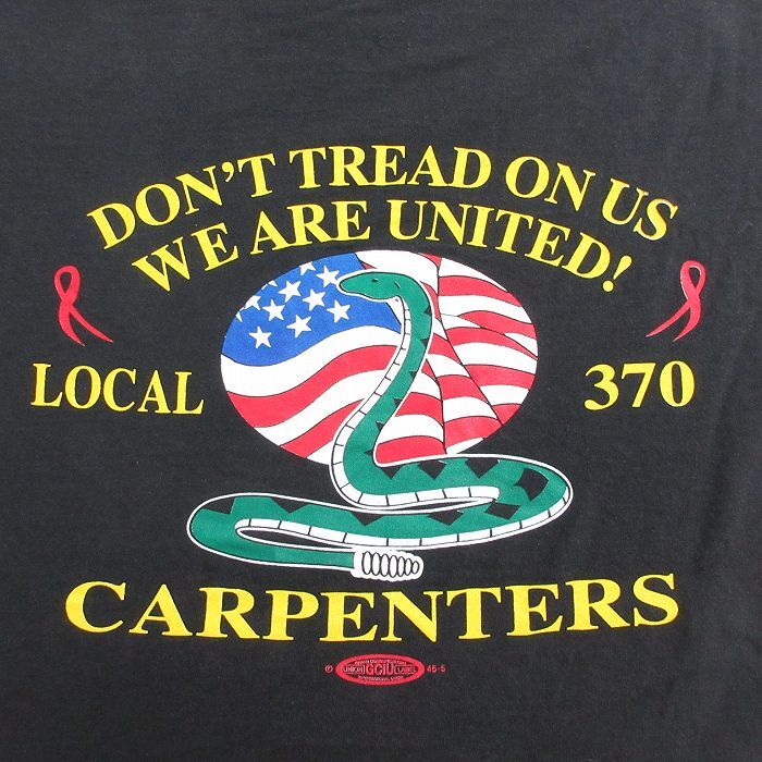 XL/古着 半袖 ビンテージ Tシャツ メンズ 90s CARPENTERS ヘビ コットン クルーネック 黒 ブラック 24mar14 中古_画像4