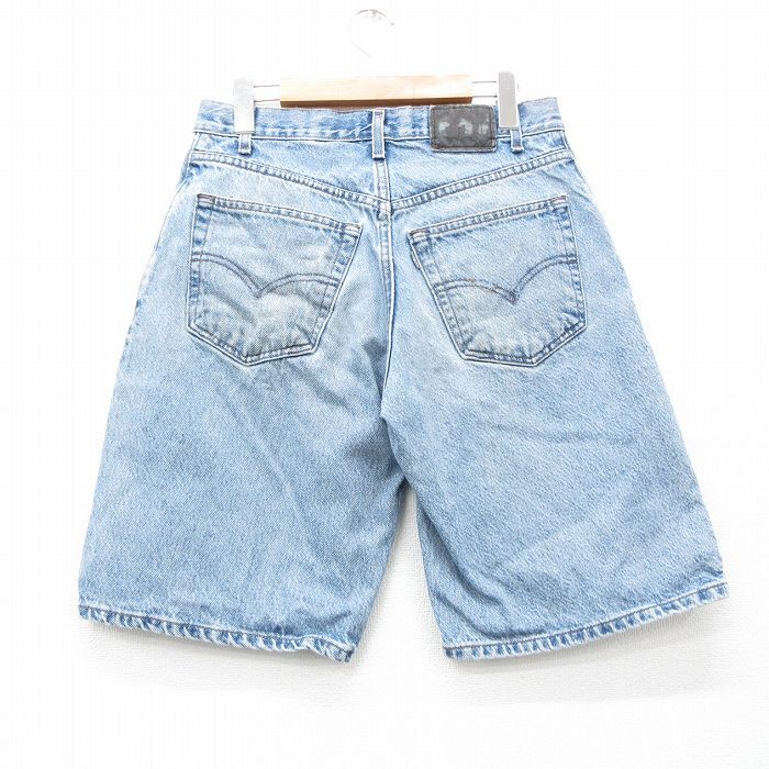 W32/古着 リーバイス Levis ショート パンツ ショーツ メンズ シルバータブ ヒゲ コットン 紺 ネイビー デニム 24mar15 中古 ボトムス 短パ_画像2