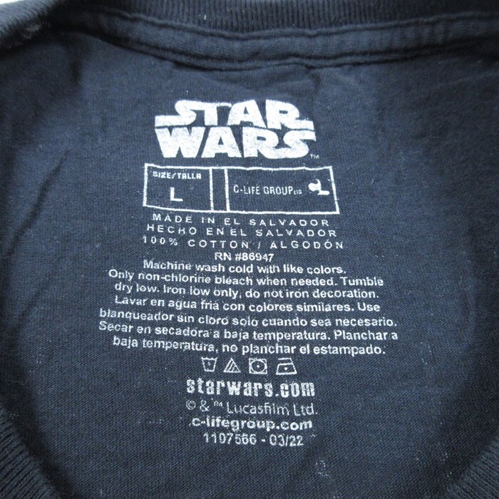 L/古着 半袖 Tシャツ メンズ スターウォーズ STAR WARS コットン クルーネック 黒 ブラック 24mar15 中古_画像5