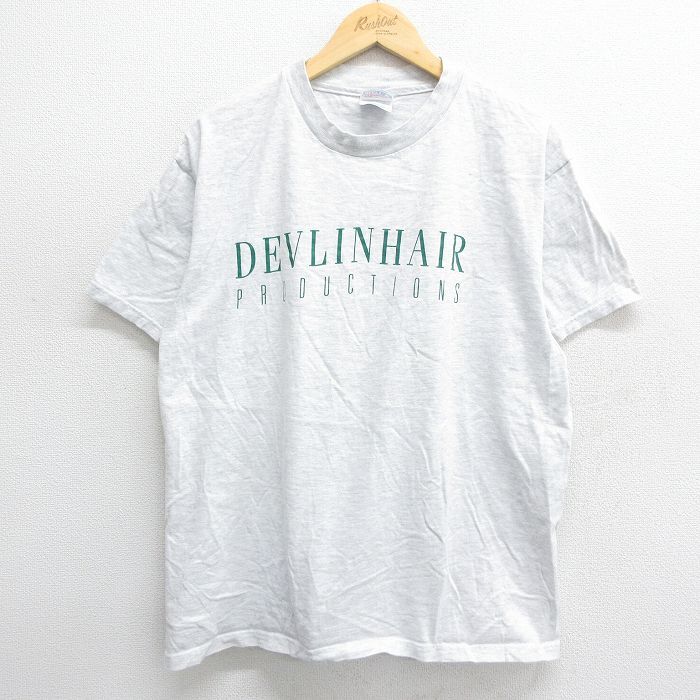 XL/古着 ヘインズ 半袖 ビンテージ Tシャツ メンズ 00s DEVLINHAIR クルーネック 薄グレー 霜降り 24mar18 中古_画像1