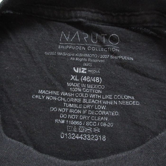 XL/古着 半袖 Tシャツ メンズ アニメ NARUTO ナルト疾風伝 大きいサイズ コットン クルーネック 黒 ブラック 24mar18 中古_画像3