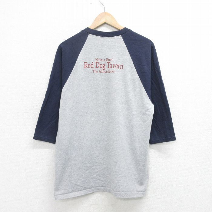 L/古着 7分袖 ビンテージ Tシャツ メンズ 00s 犬 クルーネック グレー 霜降り他 24mar18 中古 7分丈 七分丈 七分袖_画像2