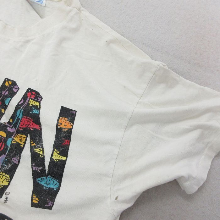 XL/古着 ヘインズ 半袖 ビンテージ Tシャツ メンズ 90s セントジョン島 ヤシの木 魚 大きいサイズ コットン クルーネック 白 ホワイト 24ma_画像6