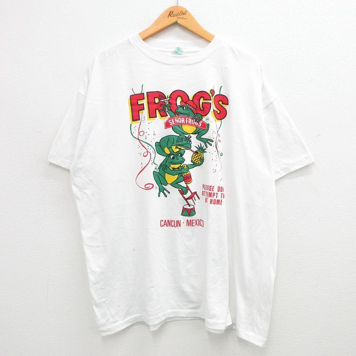 XL/古着 半袖 ビンテージ Tシャツ メンズ 90s セニョールフロッグス カエル メキシコ 大きいサイズ クルーネック 白 ホワイト 24mar19 中古_画像1