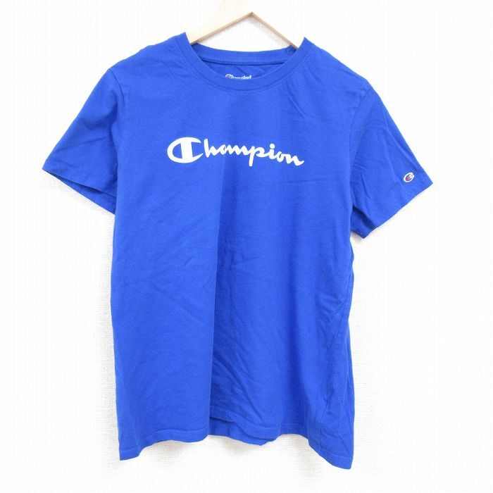 XL/古着 チャンピオン Champion 半袖 ブランド Tシャツ メンズ ビッグロゴ コットン クルーネック 青 ブルー 24mar19 中古_画像1