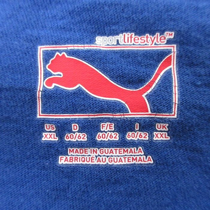 XL/古着 プーマ puma 半袖 ブランド Tシャツ メンズ ビッグロゴ 大きいサイズ ロング丈 クルーネック 紺 ネイビー 24mar19 中古_画像3