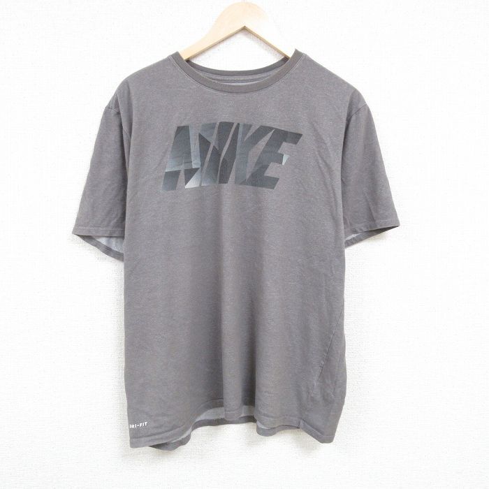 XL/古着 ナイキ NIKE 半袖 ブランド Tシャツ メンズ ビッグロゴ 大きいサイズ クルーネック グレー 霜降り 24mar19 中古_画像1