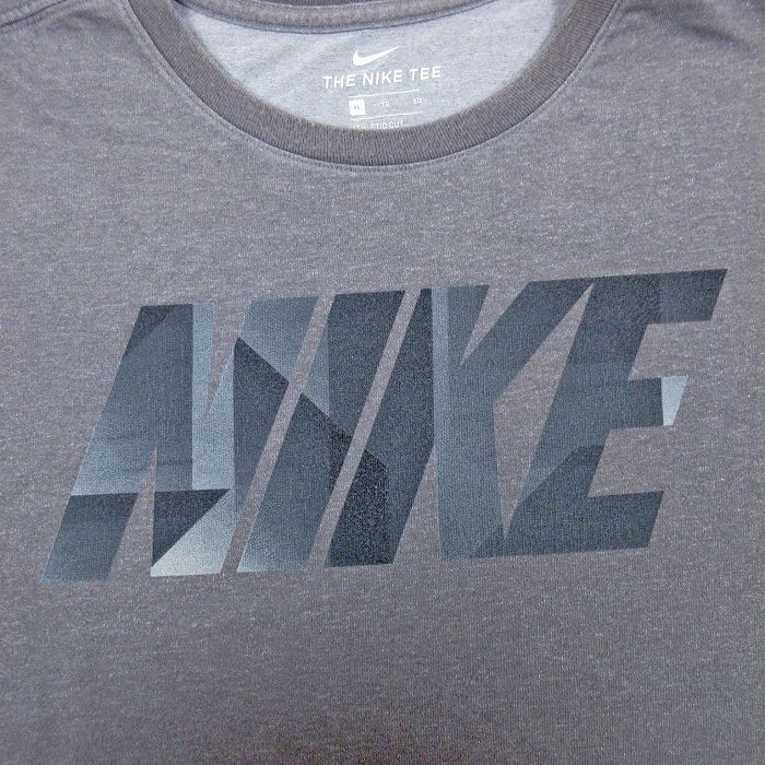 XL/古着 ナイキ NIKE 半袖 ブランド Tシャツ メンズ ビッグロゴ 大きいサイズ クルーネック グレー 霜降り 24mar19 中古_画像2