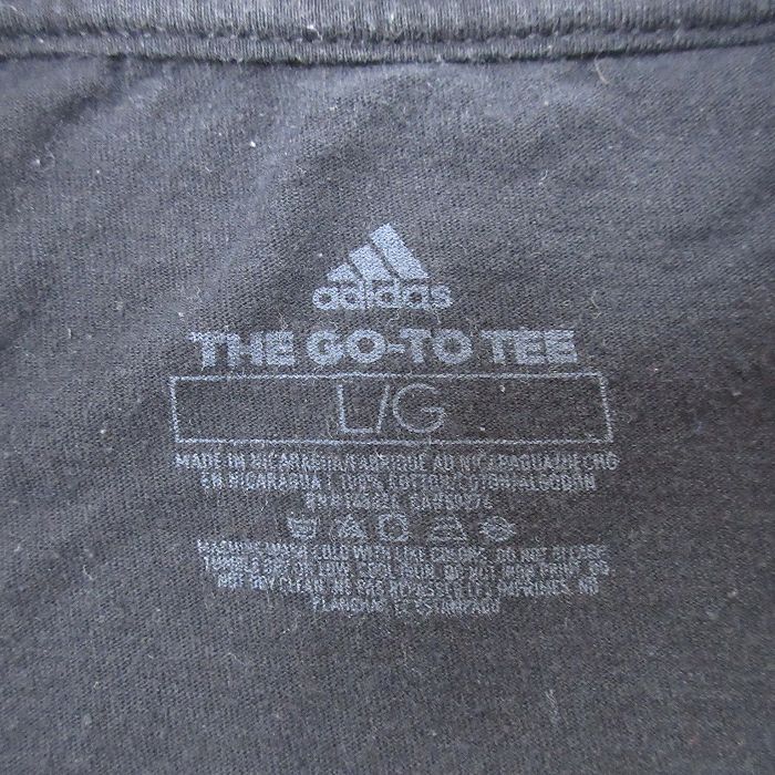 XL/古着 アディダス adidas 半袖 Tシャツ メンズ ビッグロゴ コットン クルーネック 黒 ブラック 24mar21 中古_画像3