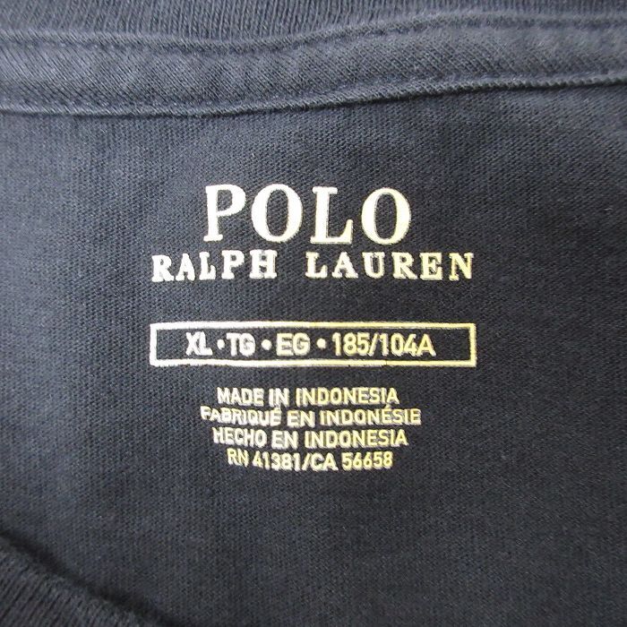 XL/古着 ラルフローレン Ralph Lauren 半袖 ブランド Tシャツ メンズ ワンポイントロゴ 大きいサイズ コットン クルーネック 黒 ブラック 2_画像3