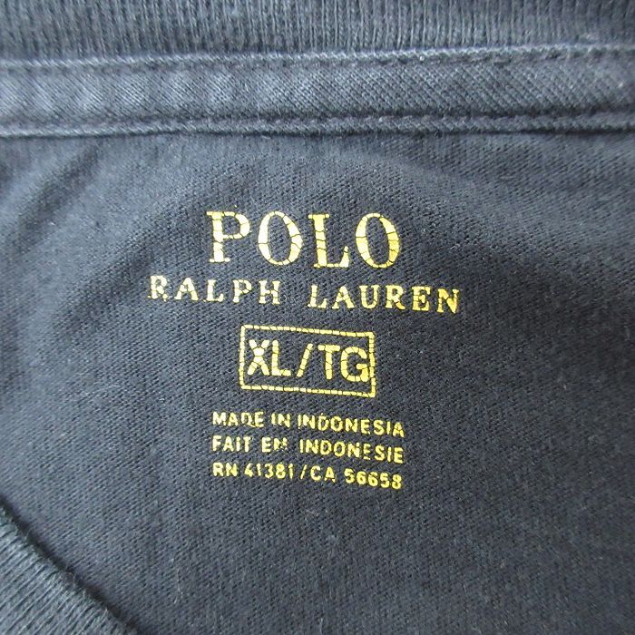 XL/古着 ラルフローレン Ralph Lauren 半袖 ブランド Tシャツ メンズ ワンポイントロゴ 大きいサイズ コットン クルーネック 黒 ブラック 2_画像3