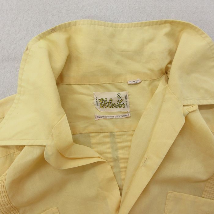 XL/古着 半袖 キューバ シャツ メンズ 70s 開襟 オープンカラー 黄 イエロー 24mar21 中古 トップス_画像5