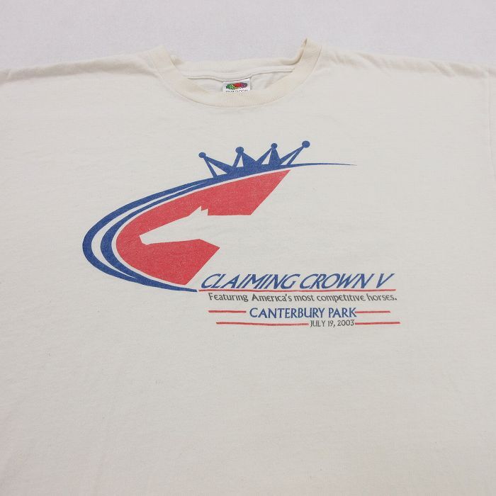 XL/古着 フルーツオブザルーム 半袖 ビンテージ Tシャツ メンズ 00s CLAIMING CROWN 白 ホワイト 24mar21 中古_画像6