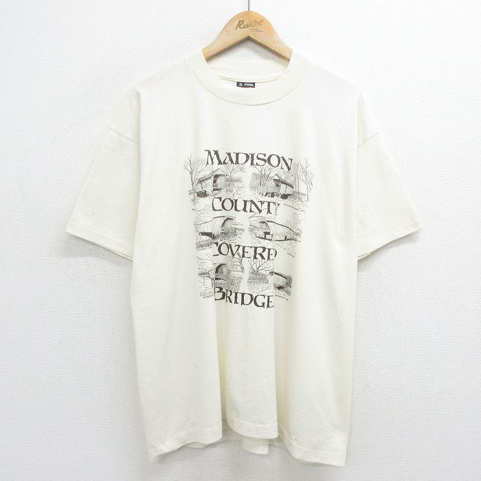 XL/古着 フルーツオブザルーム 半袖 ビンテージ Tシャツ メンズ 90s カバードブリッジ 大きいサイズ クルーネック 白系 ホワイト 24mar22_画像1