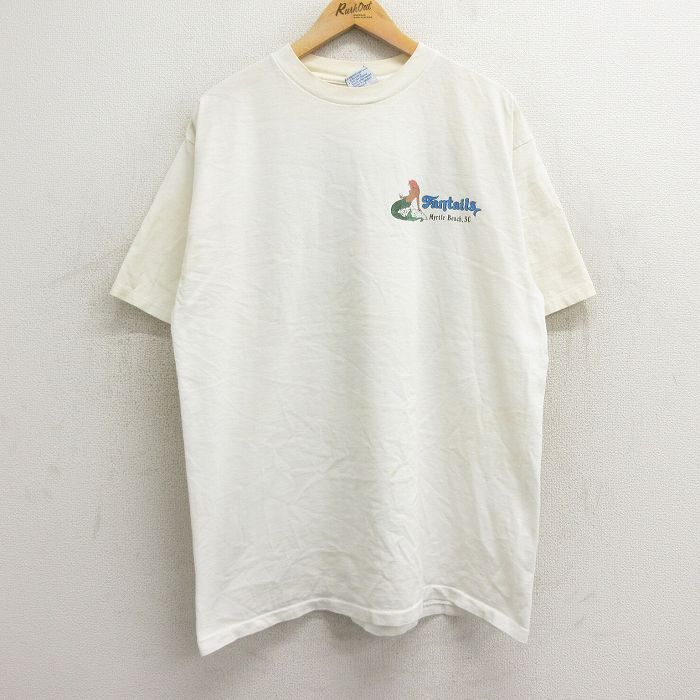 XL/古着 All Sport 半袖 ビンテージ Tシャツ メンズ 90s ゴルフ 人魚 ファンテイル コットン クルーネック 白 ホワイト 24mar23 中古_画像2